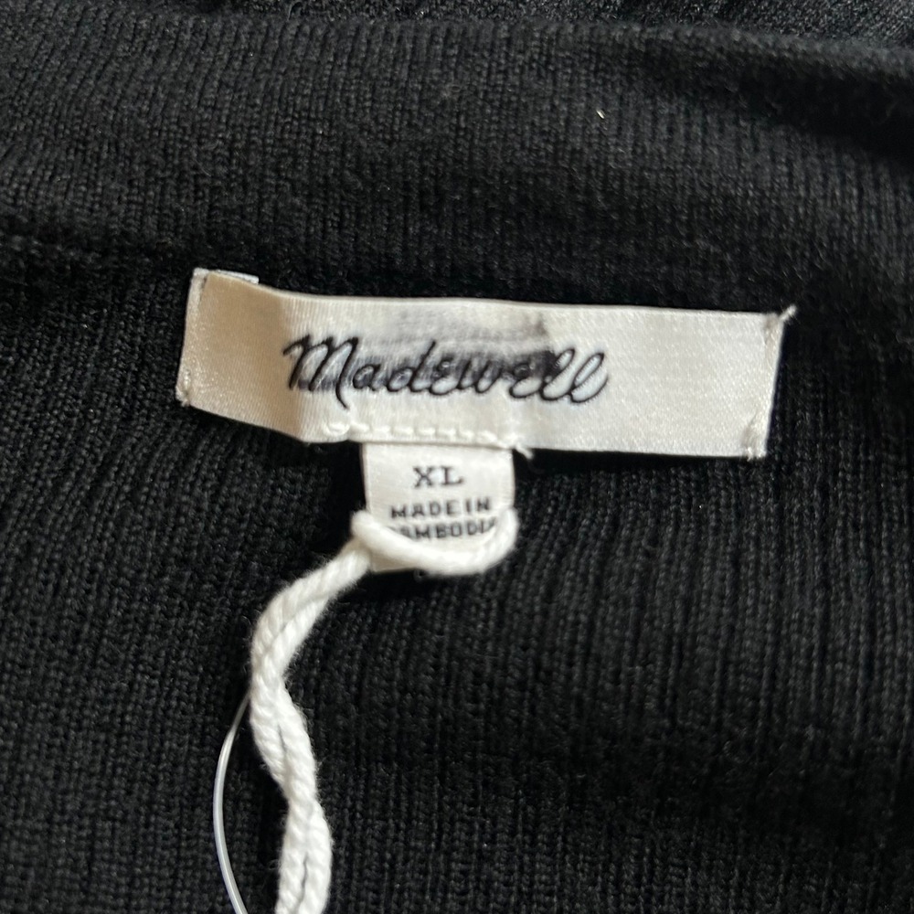 Madewell Womens Black Merino Wool Silk Blend V-Neck Button Front Cardigan XL New - Picture 8 of 10